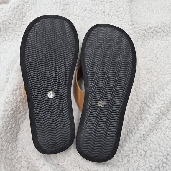 New Tory Burch Leather Platform Flip-Flops Ginger Shortbread Womens sandal SZ 7 - Picture 5 of 6